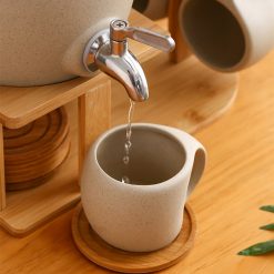 Flower Tea Set with Wood Tray - Image 4