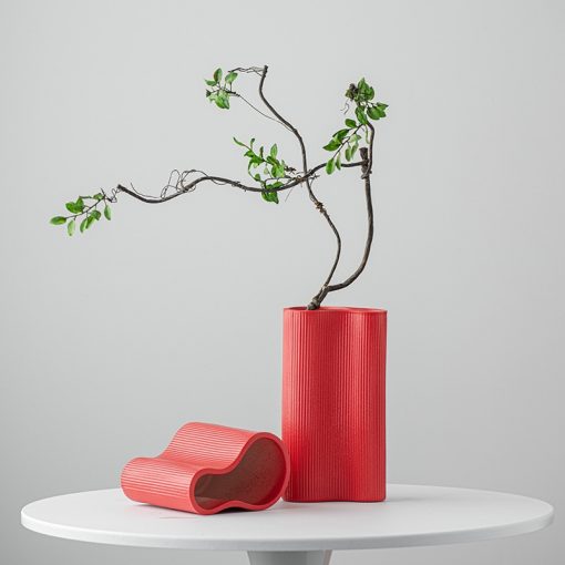 Nordic Red Ceramic Vase - Image 5