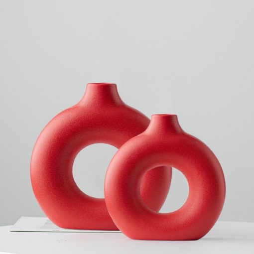 Nordic Red Ceramic Vase