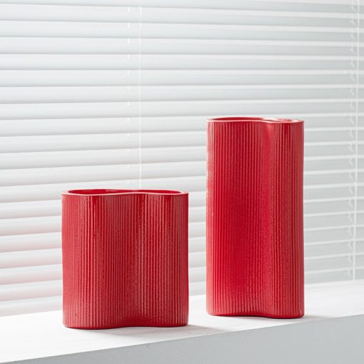 Nordic Red Ceramic Vase - Image 4