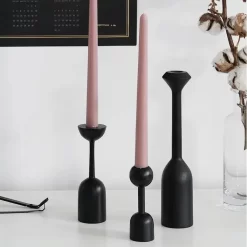 Black Wooden Candle Holder - Image 6