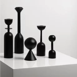 Black Wooden Candle Holder - Image 2