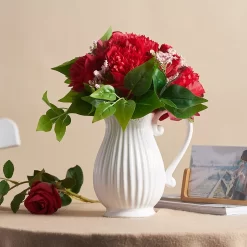 White Striped Water Bottle Vase - Image 2