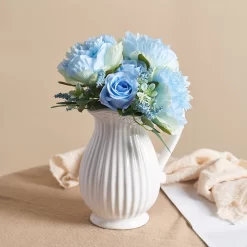White Striped Water Bottle Vase - Image 3