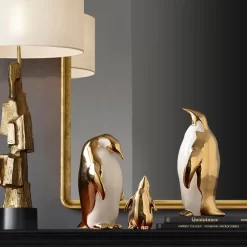 Nordic Ceramic Penguin Statue - Image 2