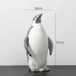 Nordic Ceramic Penguin Statue - Image 3