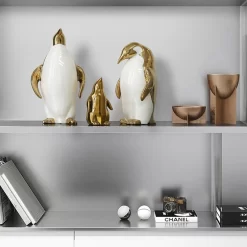 Nordic Ceramic Penguin Statue - Image 4