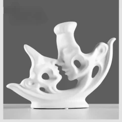 Abstract Kissing Couple Ceramic Statue - Image 2