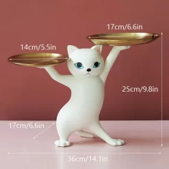 Vilead Resin Creative Cat Figurines Storage Tray Key Holder Animal Model Statue - Image 6