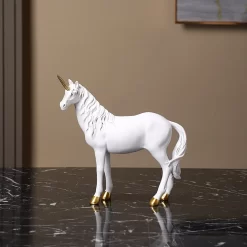 Vilead Resin Unicorn Sculpture White Animal Fairy Statues - Image 3