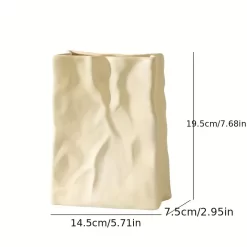 Large Capacity Pleated Paper Bag Shaped Ceramic Vase - Image 6