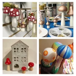 Wooden Mushroom Scale Ornaments - Image 4
