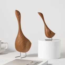 Nordic Wooden Goose Figurines - Image 2