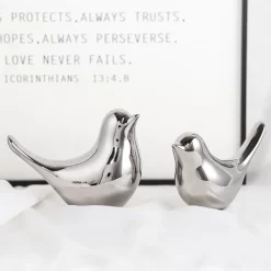 Modern Simple Luxury Silver Ceramic Bird Figurines - Image 3