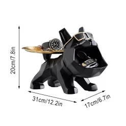 Resin Cool Bulldog Crafts Dog Butler with Tray - Image 3