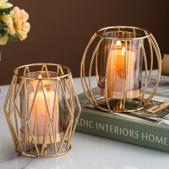 Nordic Style Geometric Golden Candlestick - Image 2