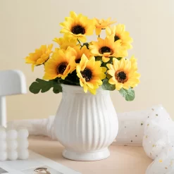 Ins White Striped Ceramic Vase - Image 2