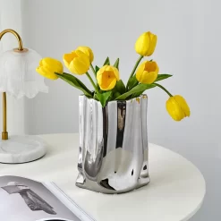 Light Luxury Home Decor Pleated Bag Vase - Image 6
