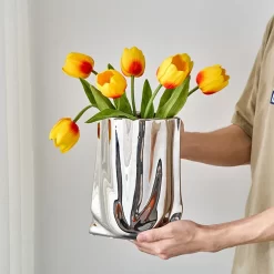 Light Luxury Home Decor Pleated Bag Vase - Image 3