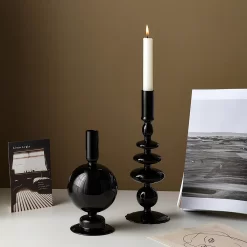 European-style Black High Foot Glass Candle - Image 5
