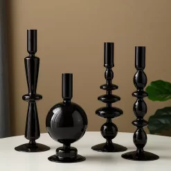 European-style Black High Foot Glass Candle - Image 4