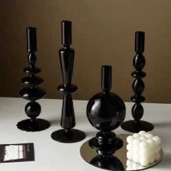 European-style Black High Foot Glass Candle - Image 3