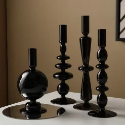 European-style Black High Foot Glass Candle - Image 2