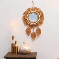 Boho Woven Leaf Makeup Mirrors - Image 2