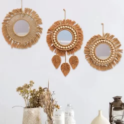 Boho Woven Leaf Makeup Mirrors - Image 4