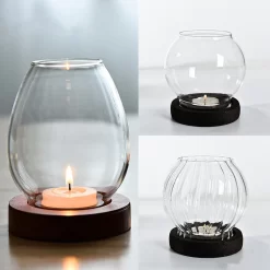 Transparent Round Glass Candlestick - Image 2