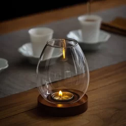 Transparent Round Glass Candlestick - Image 5