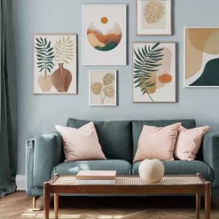 Abstract Watercolour Plant Vases Monstera Line Earth Wall Art - Image 5