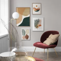 Abstract Watercolour Plant Vases Monstera Line Earth Wall Art - Image 4