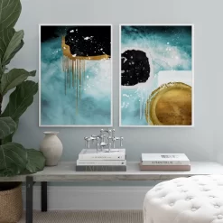 Abstract Color Block Gold Tassel Flying Birds Wall Art - Image 4