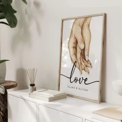 Custom Name Hand In Hand Love Family Nursery Wall Art - Image 3