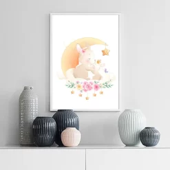 Cartoon Rabbit Moon Star Butterfly Nursery Posters - Image 4