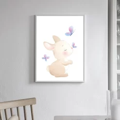 Cartoon Rabbit Moon Star Butterfly Nursery Posters - Image 5