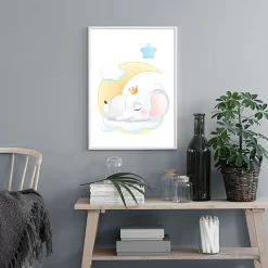 Cartoon Moon Star Cloud Elephant Nursery Wall Art - Image 3