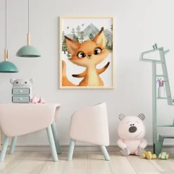 Cartoon Forest Bear Fox Hedgehog Nordic Posters - Image 4