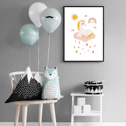 Cartoon Animals Unicorn Rainbow Nursery Wall Art - Image 5