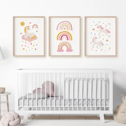 Cartoon Animals Unicorn Rainbow Nursery Wall Art - Image 2