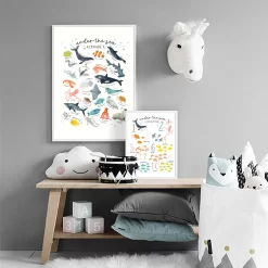 Cartoon Sea Animals Alphabet Counting Wall Art - Image 2