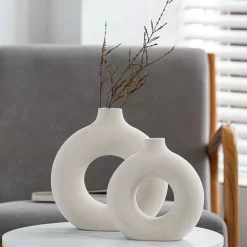 Nordic Circular Hollow Ceramic Vase - Image 2