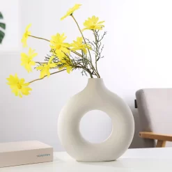 Nordic Circular Hollow Ceramic Vase - Image 6