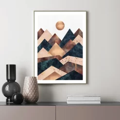 Abstract Geometry Mountain Sun Graph Wall Art - Image 2