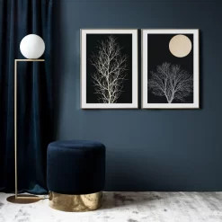 Abstract Landscape Full Moon Trees Plant Wall Art - Image 4