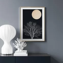 Abstract Landscape Full Moon Trees Plant Wall Art - Image 3