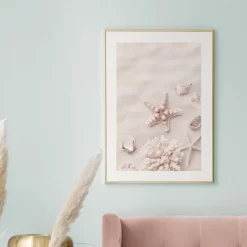 Starfish Palm Tree Watercolor Reflection Oyster Wall Art - Image 3