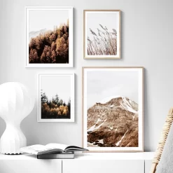 Snow Mountain Pine Forest Bulrush Landscape Wall Art - Image 3