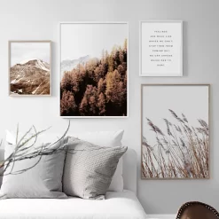 Snow Mountain Pine Forest Bulrush Landscape Wall Art - Image 2